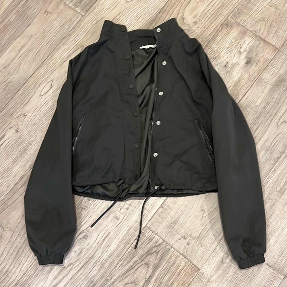 Good American green cropped jacket with drawstring waist
